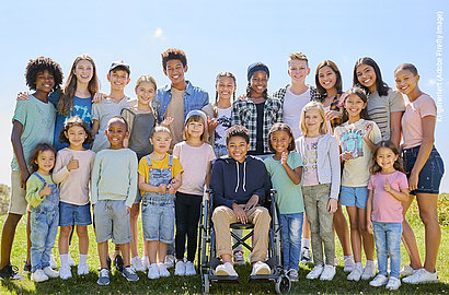 Symbolbild für den Themenbereich Kinder und Jugendliche: 21 Kinder und Jugendliche zwischen 3 und 20 Jahren